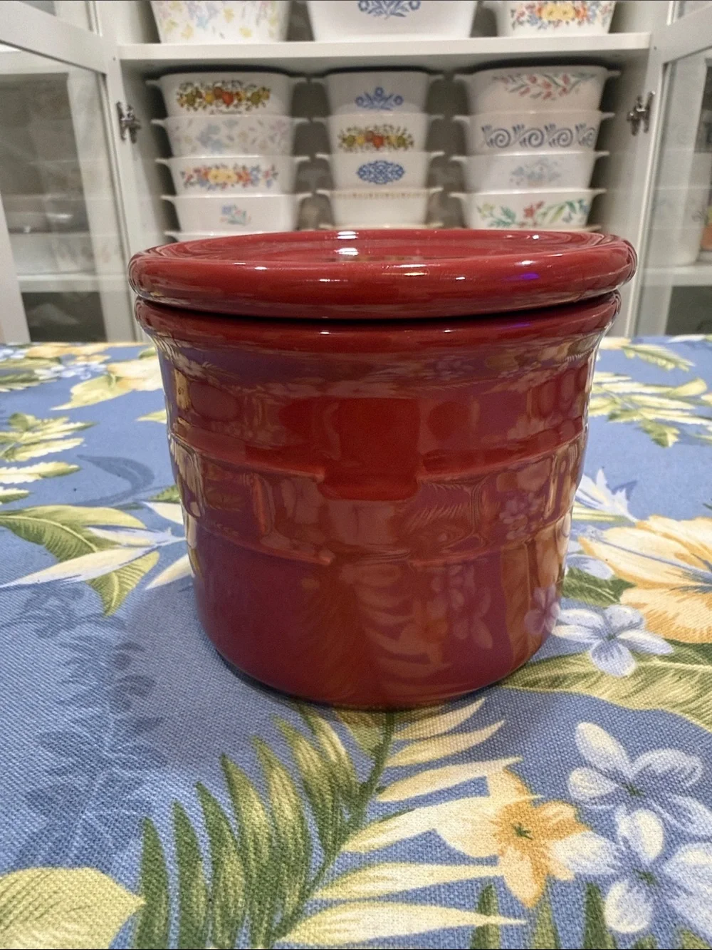 Longaberger Red Glazed Ceramic Kitchen Canister with Lid